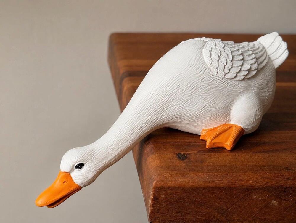 Vintage White Goose Shelf Sitter Figurine – Long Neck Country Farmhouse Decor
